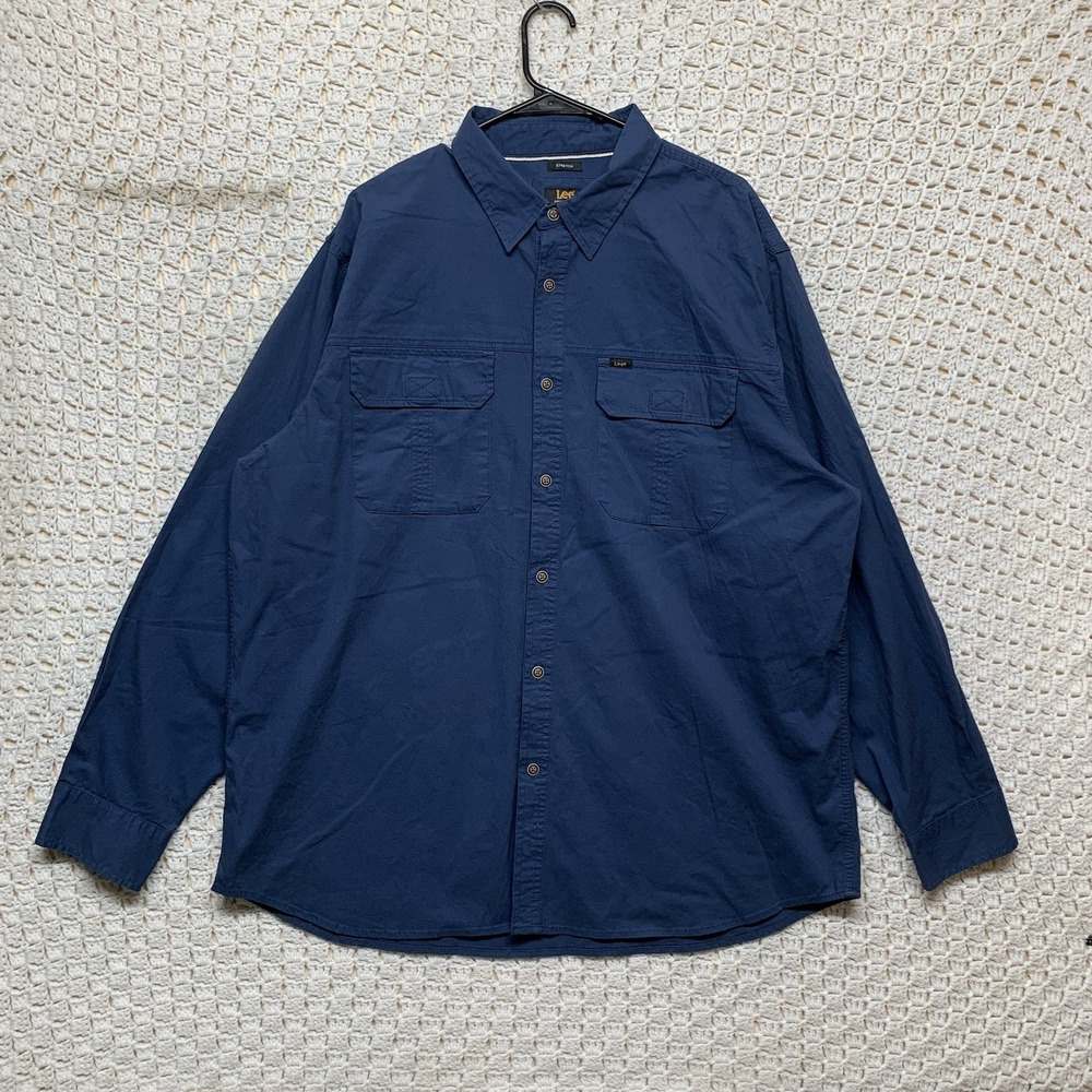 Lee Premium Select Shirt Men's 2XL‎ Navy Classic Fit Canvas Utility Workwear